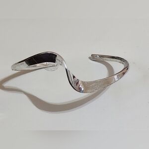 Vintage Sterling Silver Modernist Wave Cuff Bangle